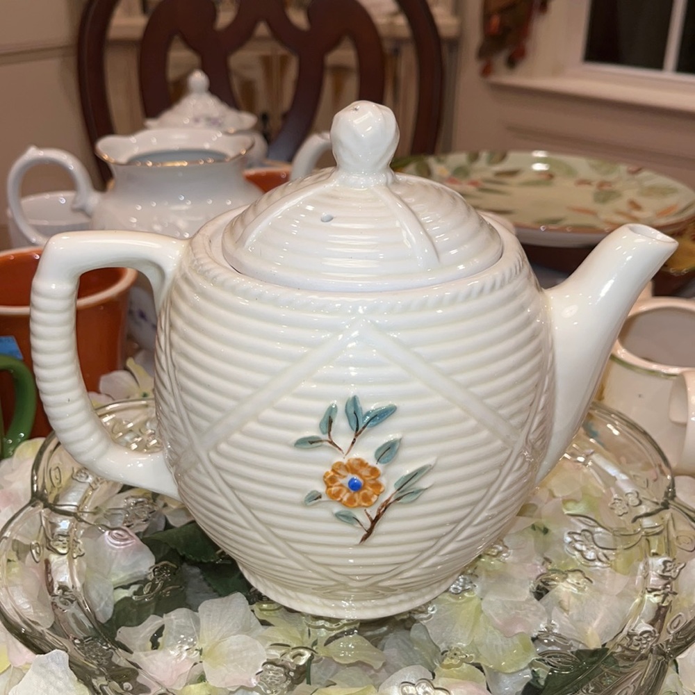 Vintage Porcelier Vitreous hand decorated teapot